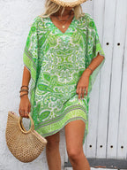 Saída de Praia Cover-Up Manga Morcego Estampa Paisley - La Lecce