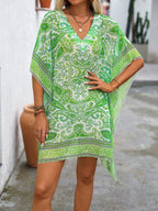 Saída de Praia Cover-Up Manga Morcego Estampa Paisley - La Lecce