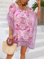 Saída de Praia Cover-Up Manga Morcego Estampa Paisley - La Lecce