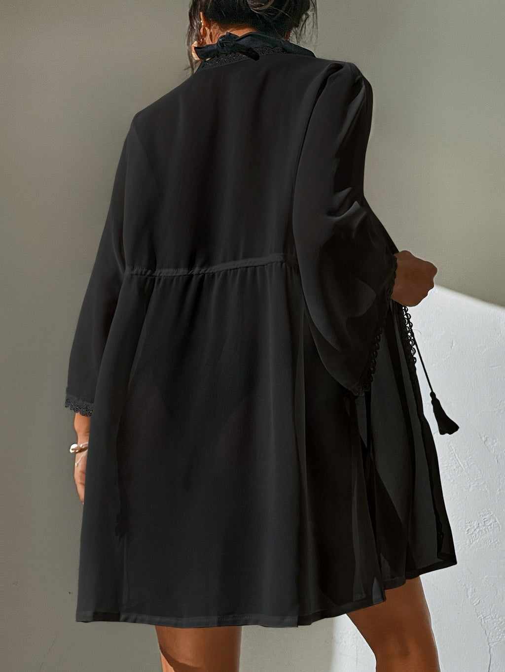 Saída de Praia Kimono Boho com Cordão - imagem 2