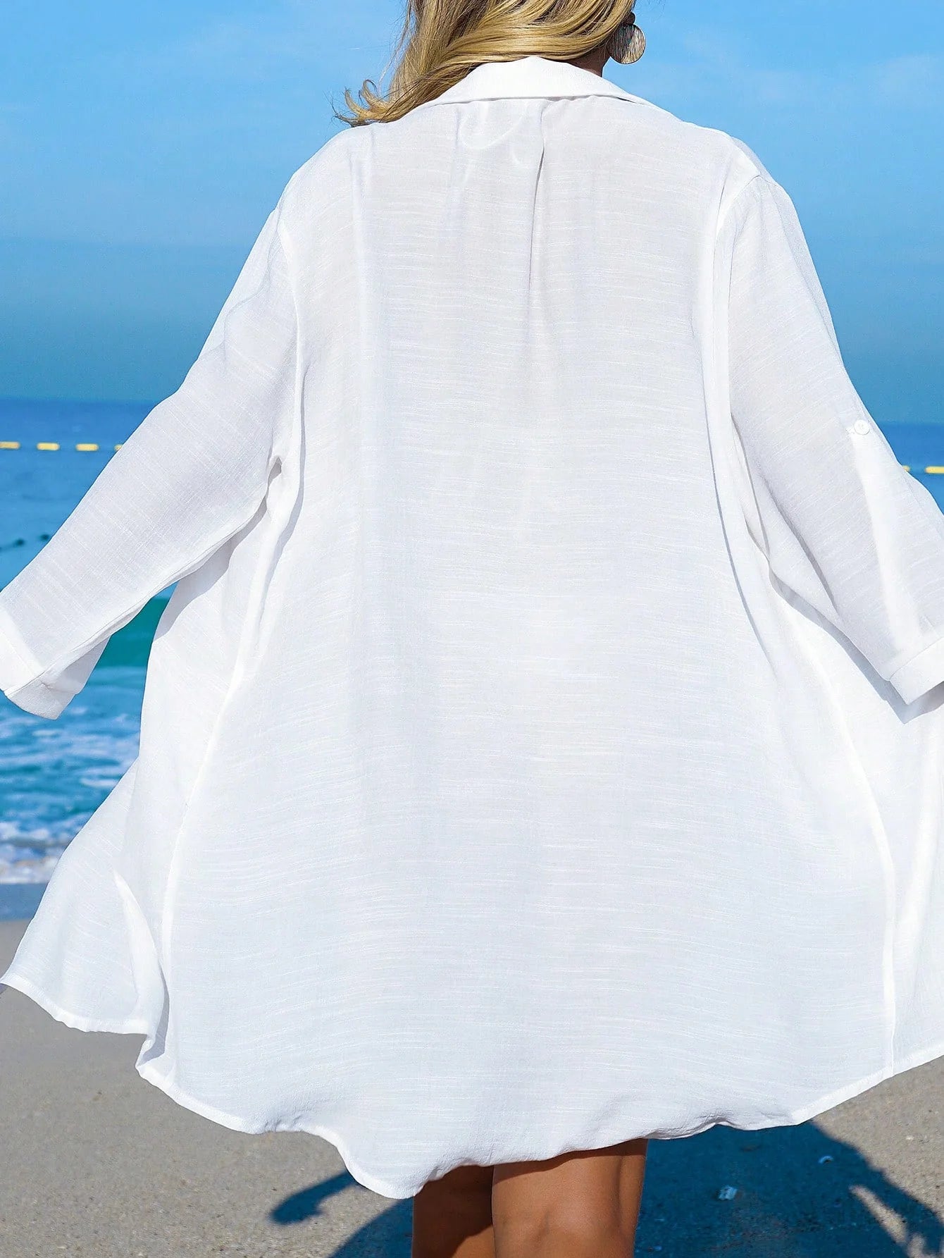 Saída de Praia Kimono Camisa Oversized com Botões - imagem 2