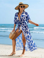 Saída de Praia Kimono Estampa Animal Print com Cordão - La Lecce