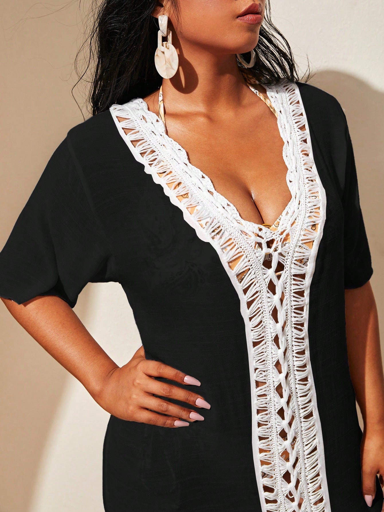 Saída de Praia Plus Size Detalhe Vazado - La Lecce