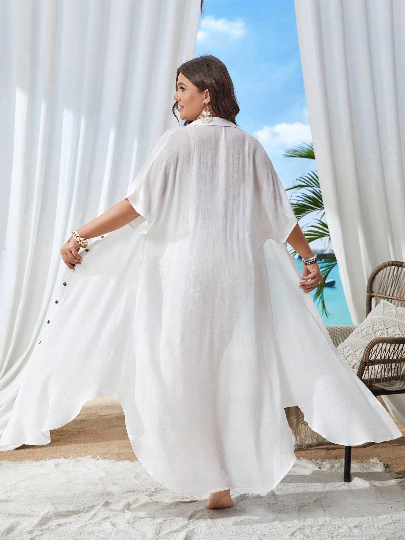 Saída de Praia Plus Size Manga Morcego - La Lecce