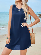 Saída de Praia Vestido Médio Decote V Dividido - imagem 1