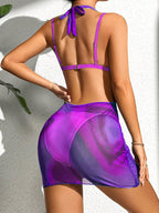 Saída de Praia Vestido Tie-Dye Drapeado Frente Única - imagem 8
