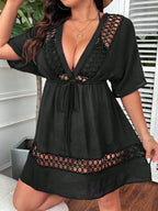 Saída de Praia Plus Size Bordado Vazado