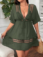 Saída de Praia Plus Size Bordado Vazado