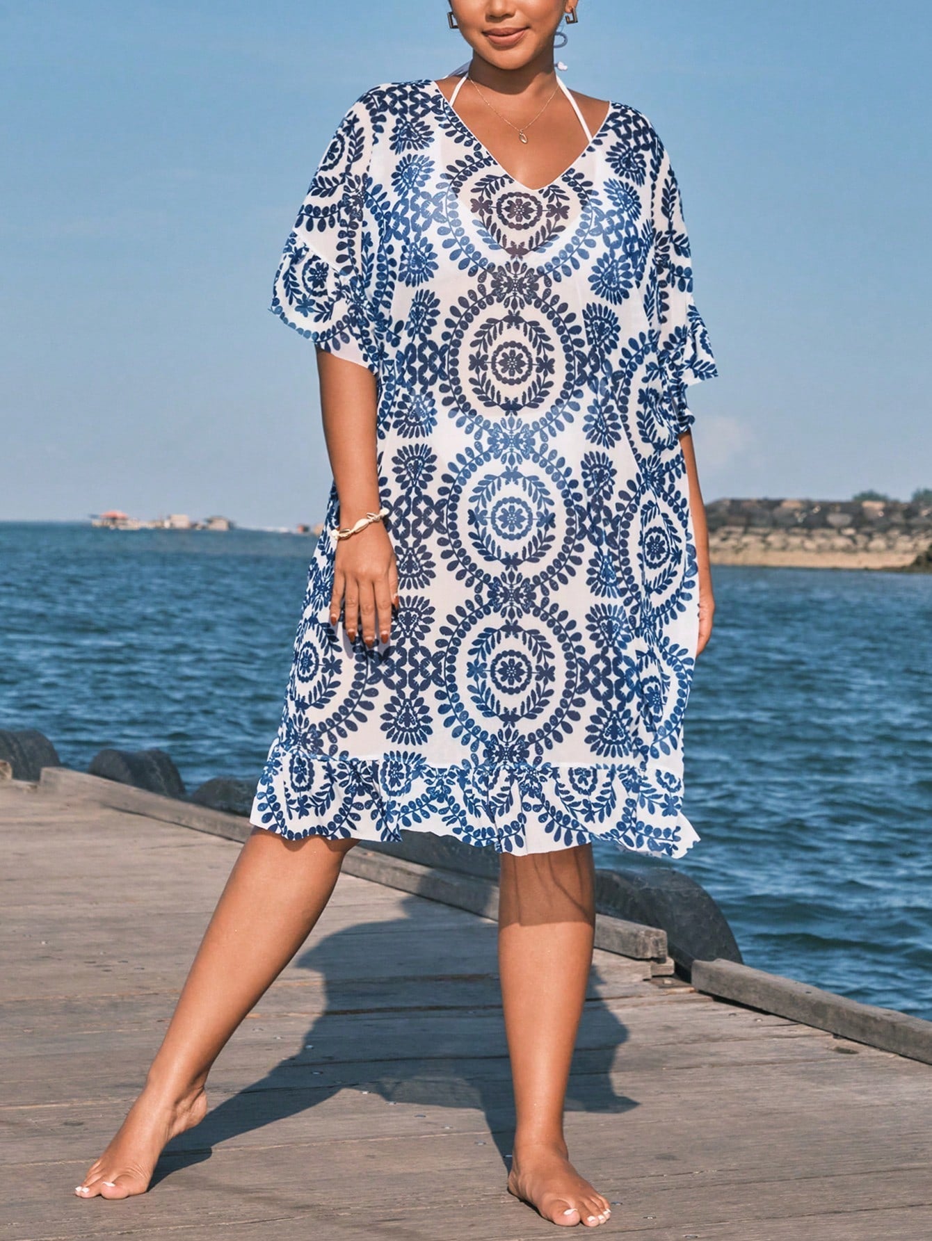 Saída de Praia Plus Size com Babado - imagem 3