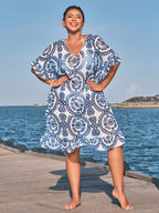 Saída de Praia Plus Size com Babado