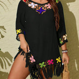 Saída de Praia Plus Size em Crochê