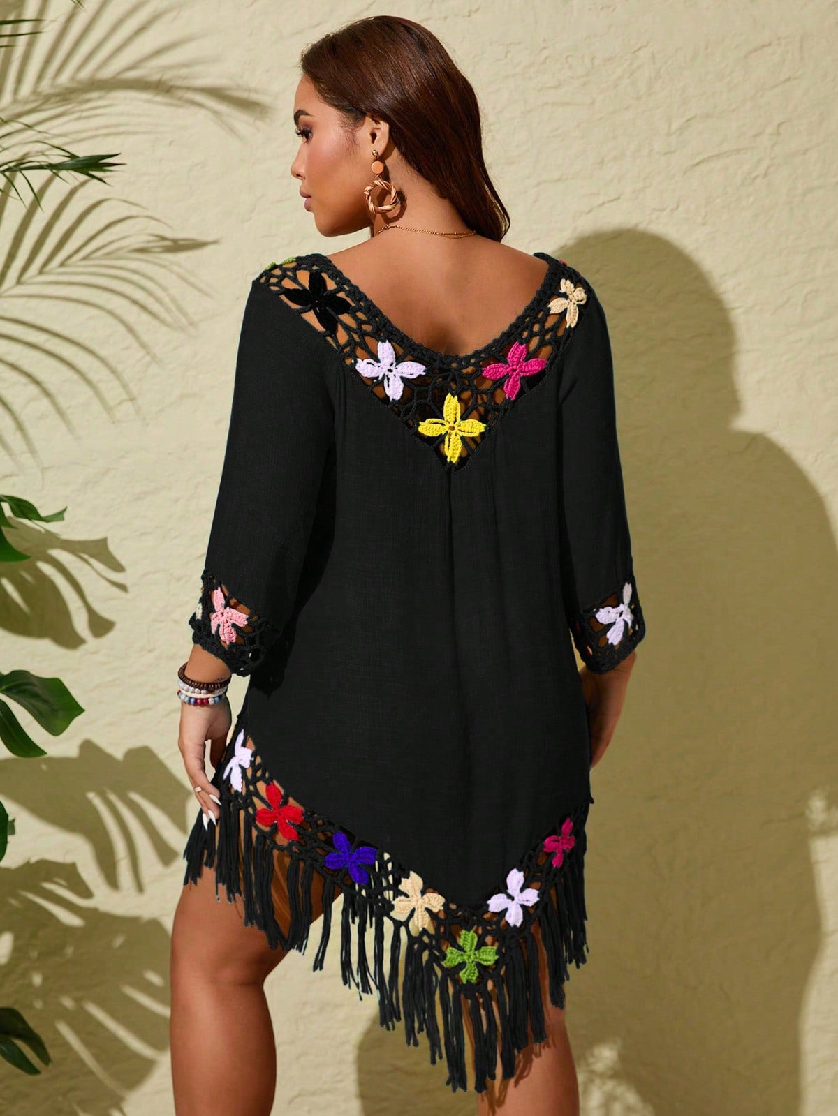 Saída de Praia Plus Size em Crochê