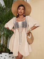 Saída de Praia Plus Size Gola Quadrada - imagem 1