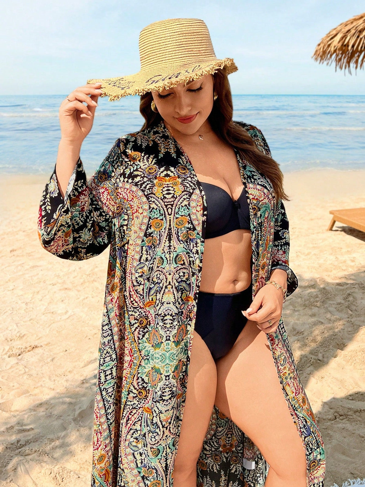 Saída de Praia Plus Size Ombro Caído