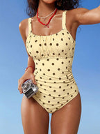 Maiô Retrô de Bolinhas com Franzido Frontal