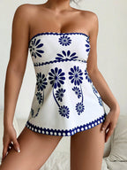 Tankini Bandeau com Estampa de Folhagem - imagem 14