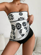 Tankini Bandeau com Estampa de Folhagem - imagem 3