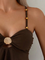 Tankini Enrugado com Babado e Alças Finas - imagem 2