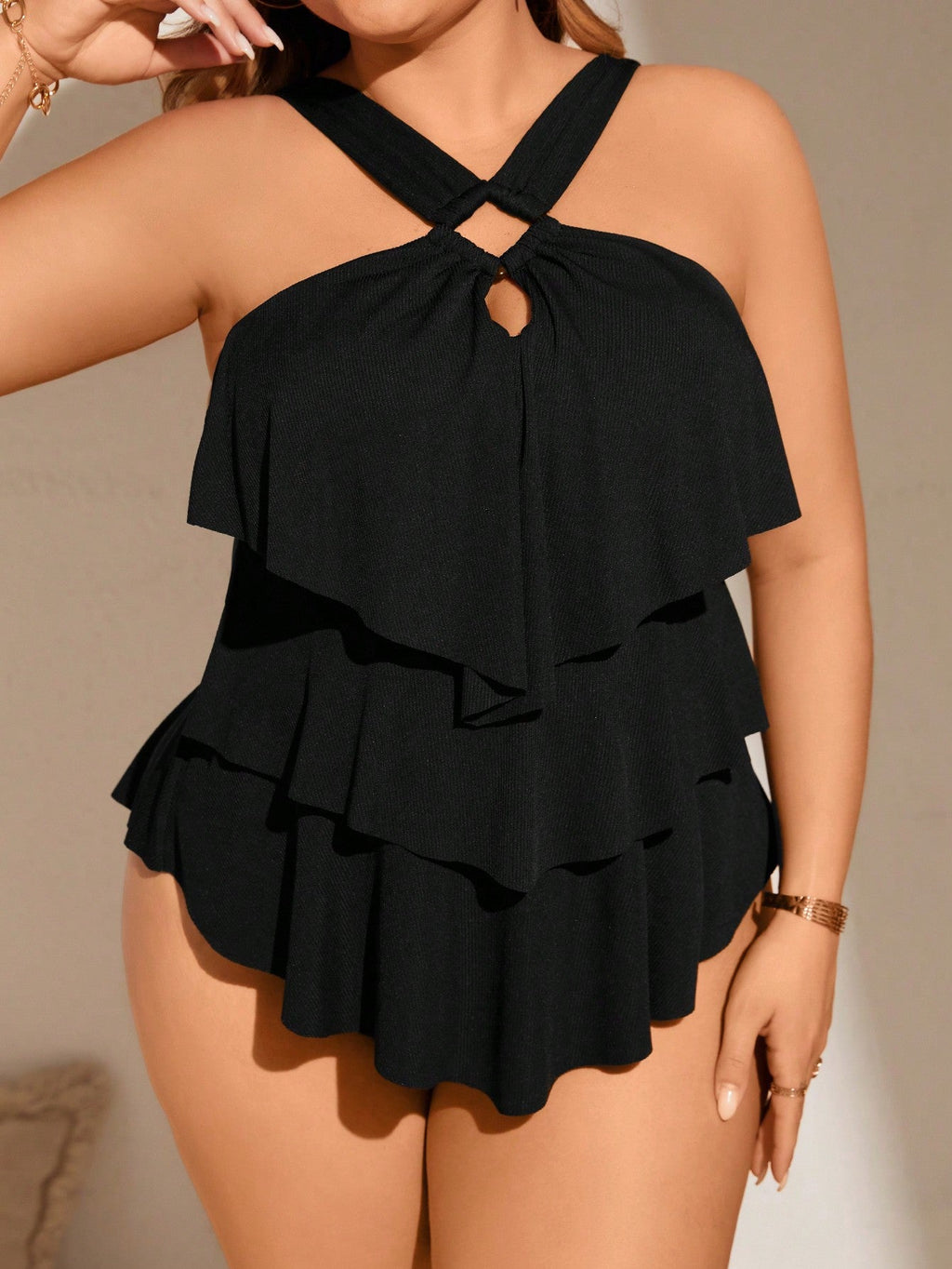 Tankini Plus Size Halter Vazado
