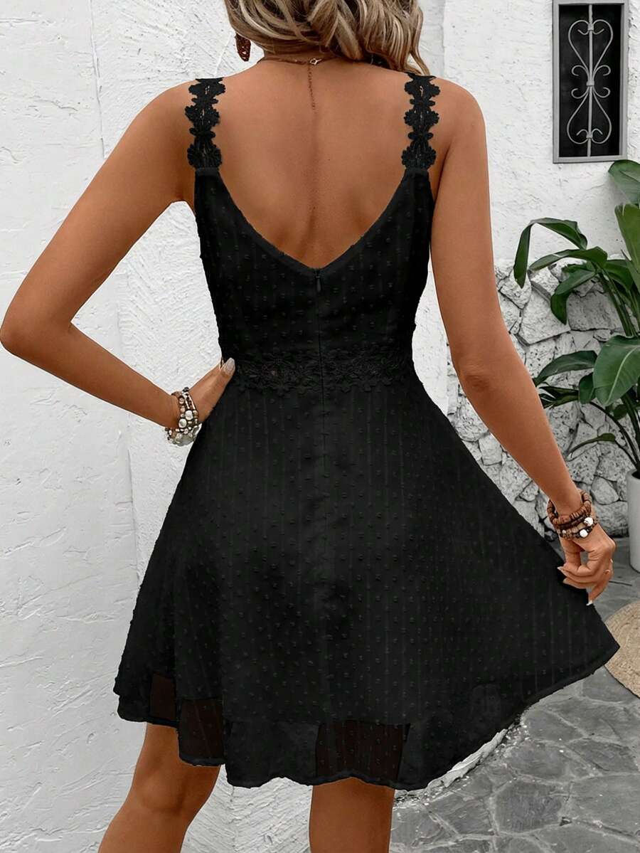 Vestido Cami em Jacquard com Decote nas Costas - La Lecce