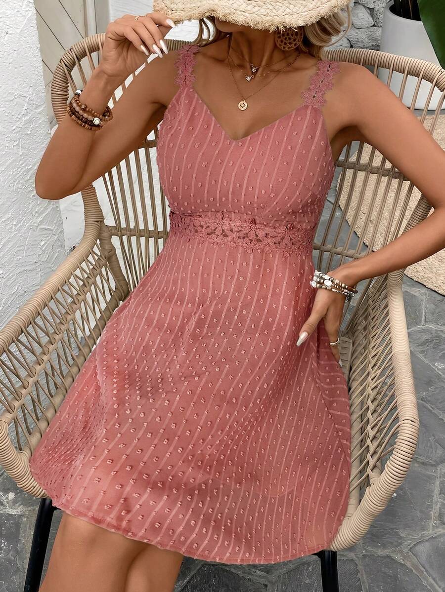 Vestido Cami em Jacquard com Decote nas Costas - La Lecce