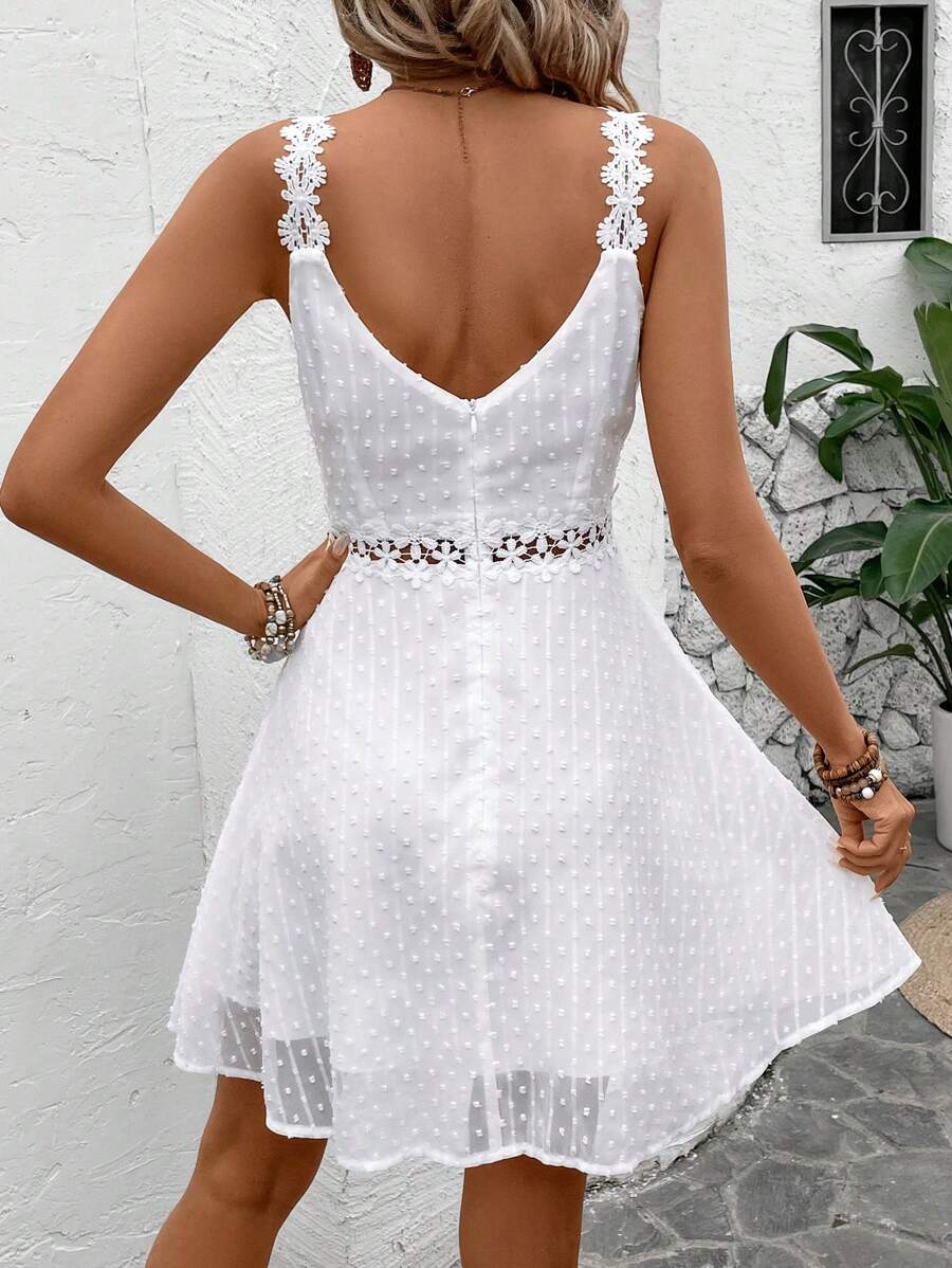 Vestido Cami em Jacquard com Decote nas Costas - La Lecce