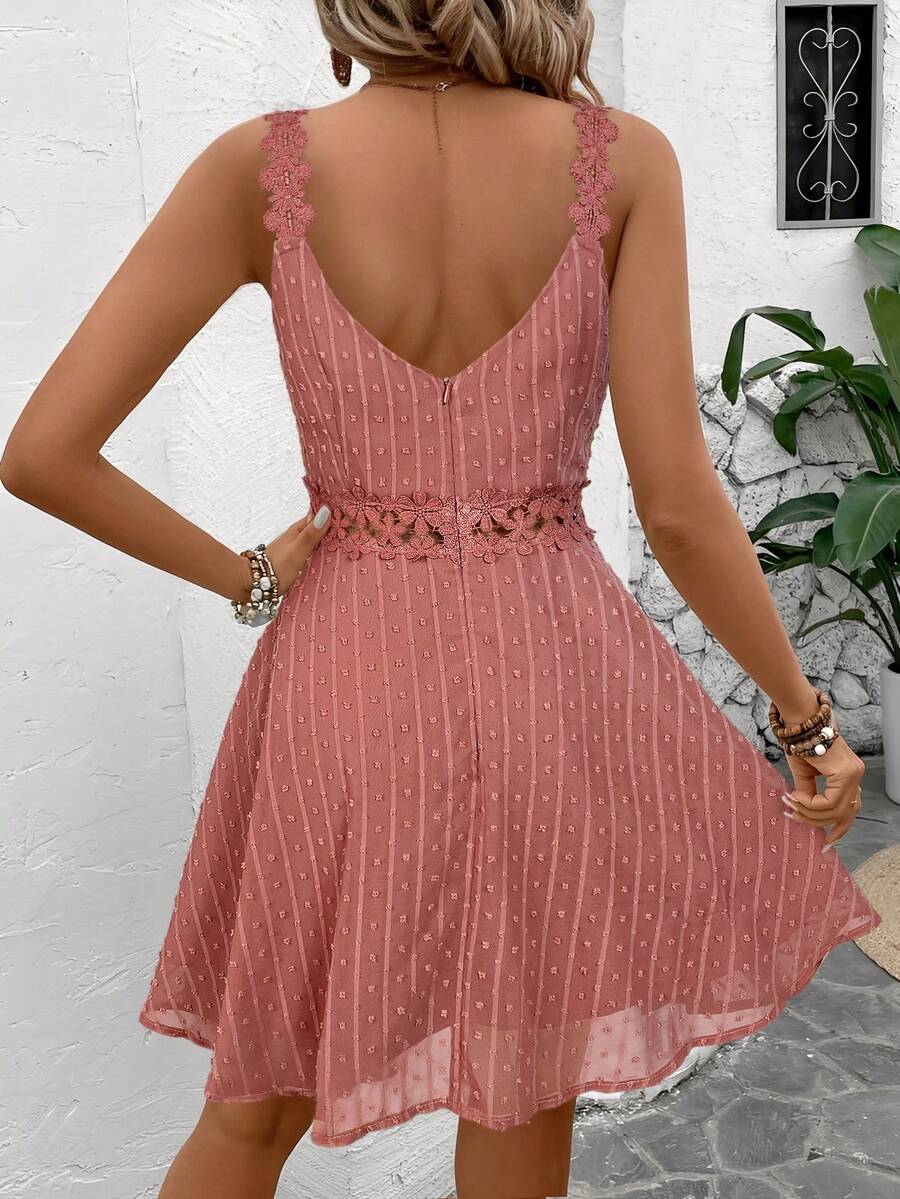 Vestido Cami em Jacquard com Decote nas Costas - La Lecce