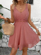 Vestido Cami em Jacquard com Decote nas Costas - La Lecce