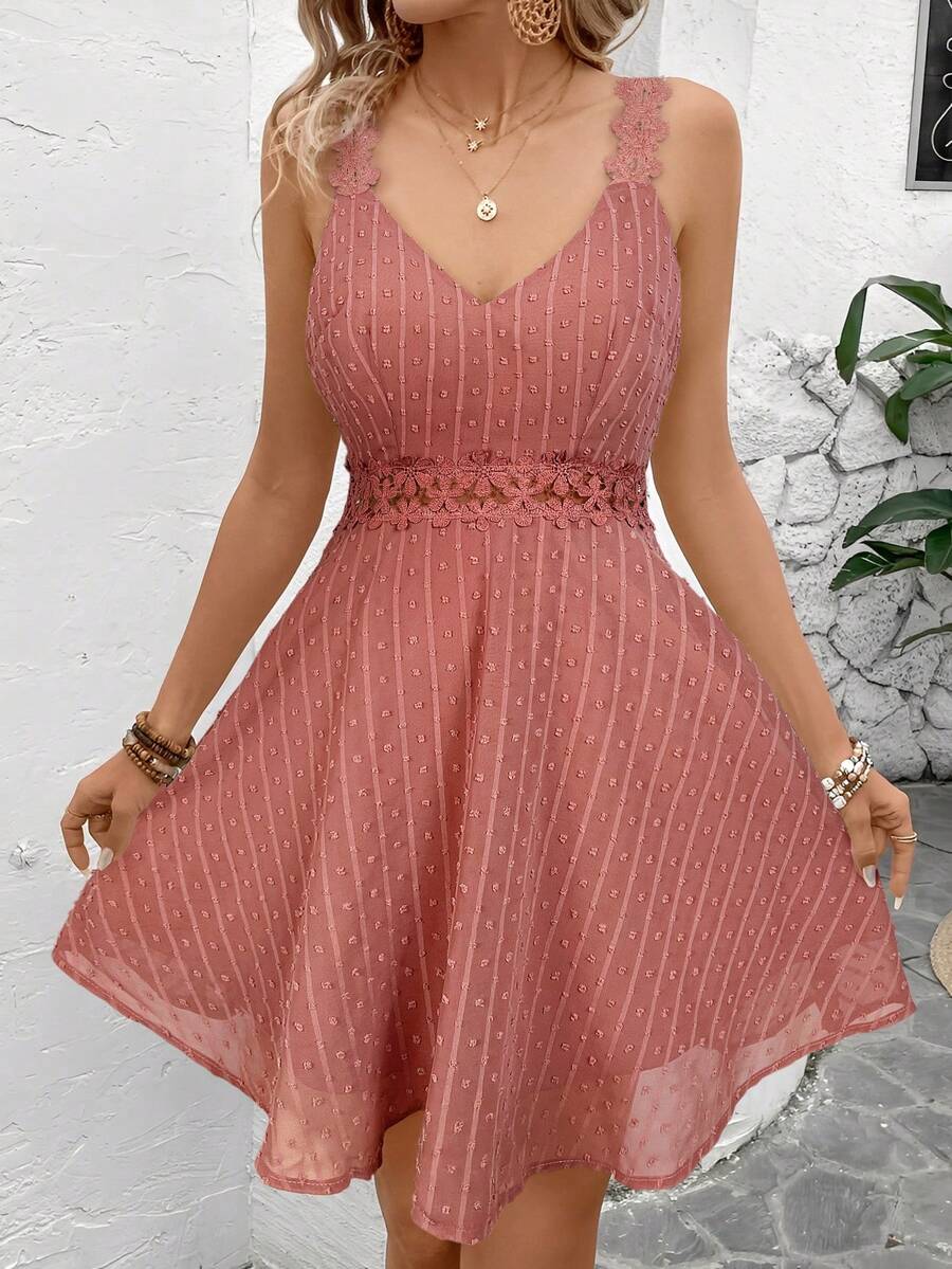 Vestido Cami em Jacquard com Decote nas Costas - La Lecce