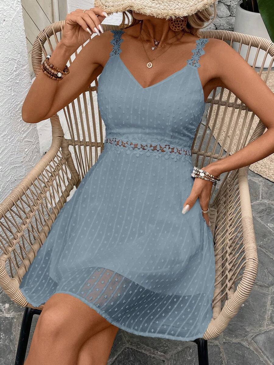 Vestido Cami em Jacquard com Decote nas Costas - La Lecce