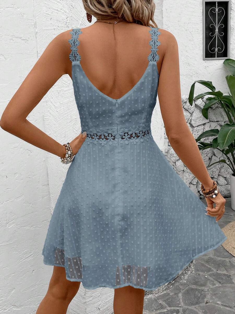 Vestido Cami em Jacquard com Decote nas Costas - La Lecce