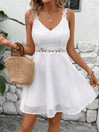 Vestido Cami em Jacquard com Decote nas Costas - La Lecce