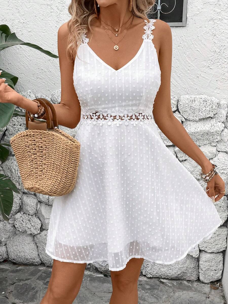 Vestido Cami em Jacquard com Decote nas Costas - La Lecce