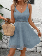 Vestido Cami em Jacquard com Decote nas Costas - La Lecce