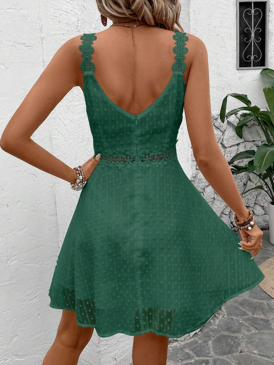 Vestido Cami em Jacquard com Decote nas Costas - La Lecce