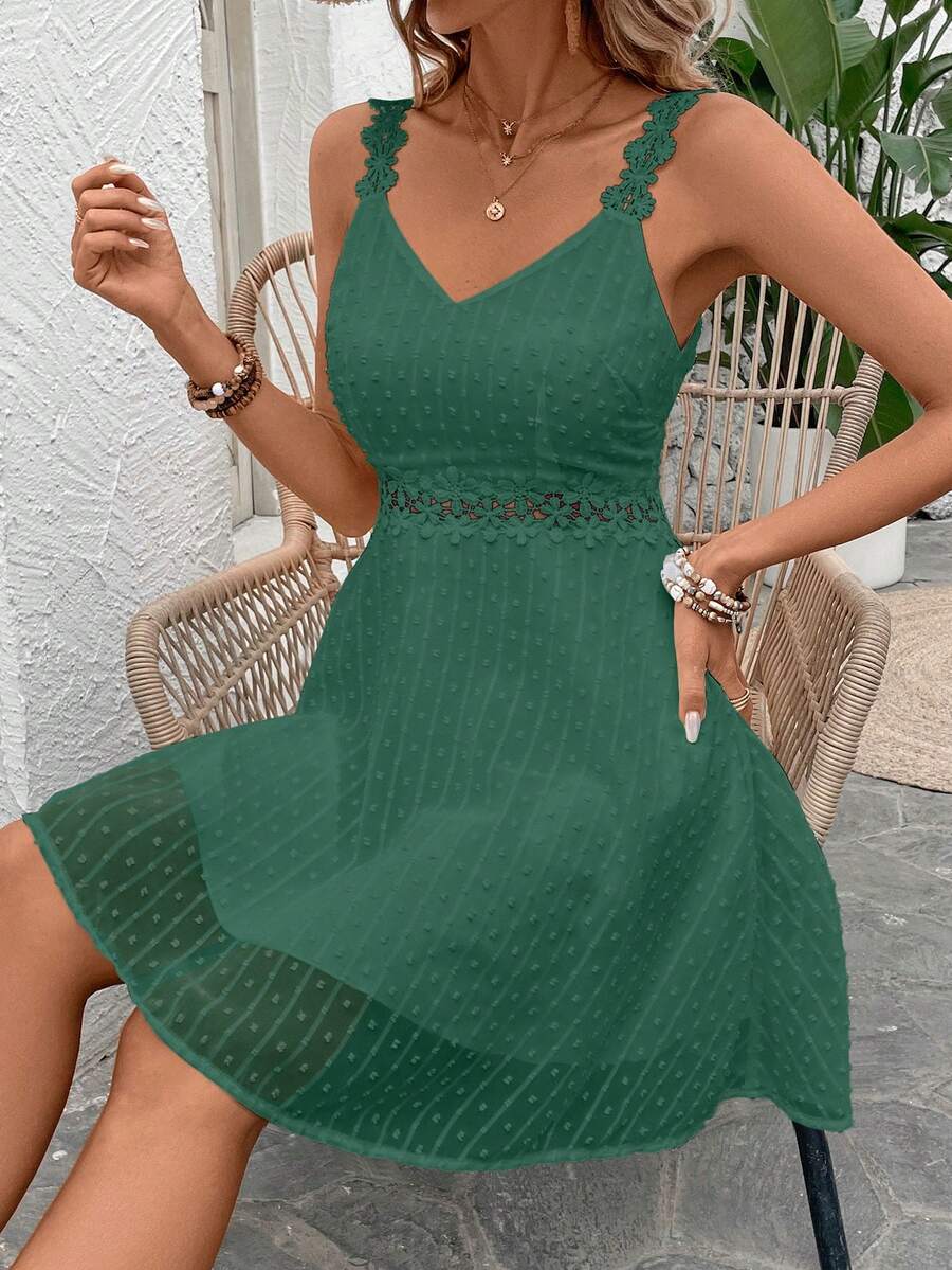 Vestido Cami em Jacquard com Decote nas Costas - La Lecce