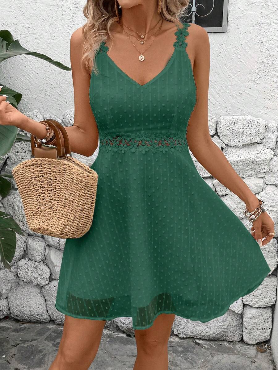 Vestido Cami em Jacquard com Decote nas Costas - La Lecce