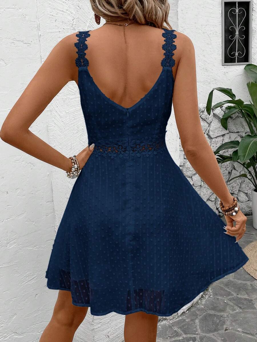 Vestido Cami em Jacquard com Decote nas Costas - La Lecce