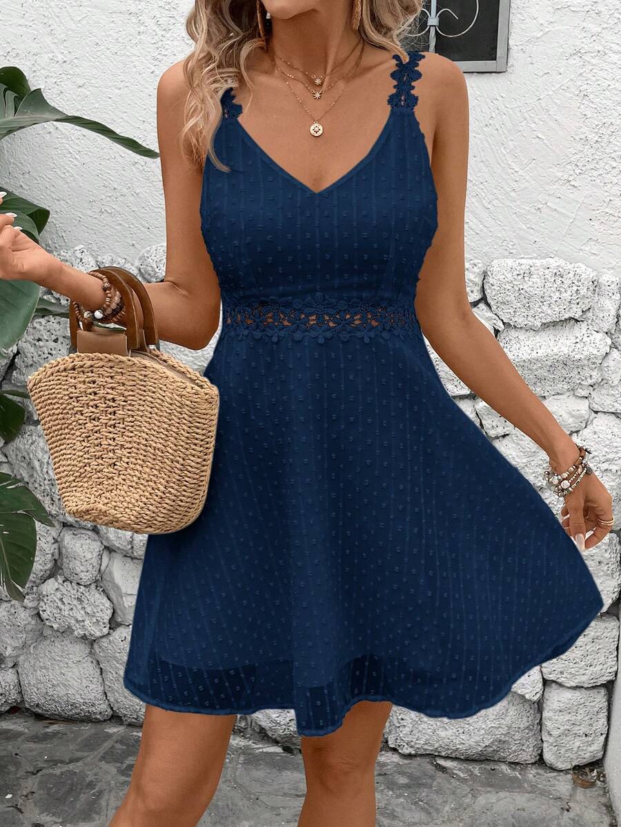 Vestido Cami em Jacquard com Decote nas Costas - La Lecce