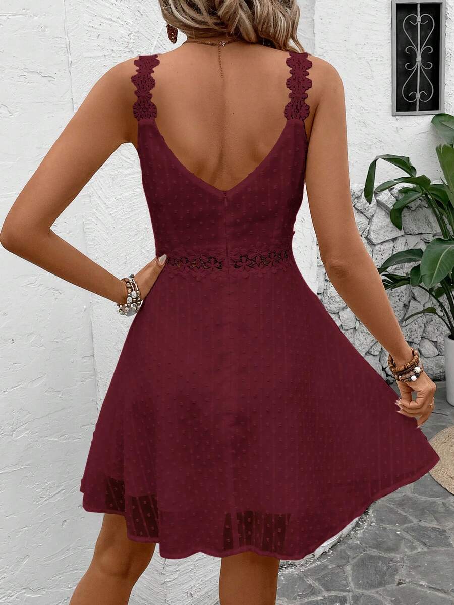 Vestido Cami em Jacquard com Decote nas Costas - La Lecce