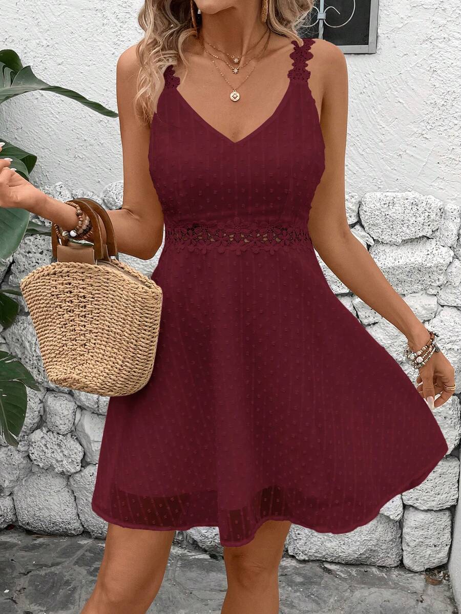 Vestido Cami em Jacquard com Decote nas Costas - La Lecce