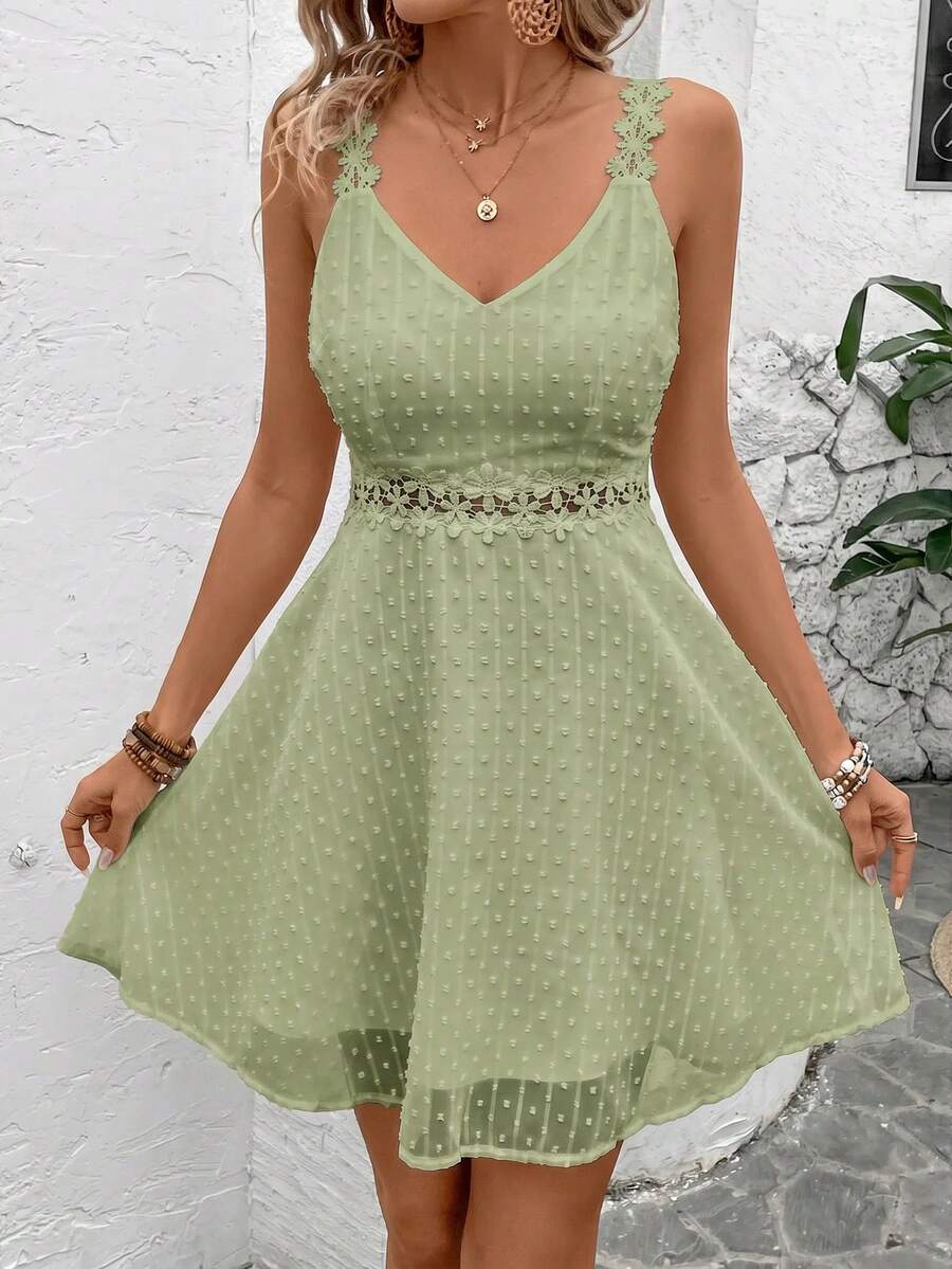 Vestido Cami em Jacquard com Decote nas Costas - La Lecce