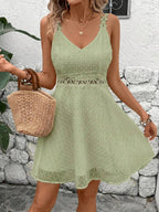 Vestido Cami em Jacquard com Decote nas Costas - La Lecce