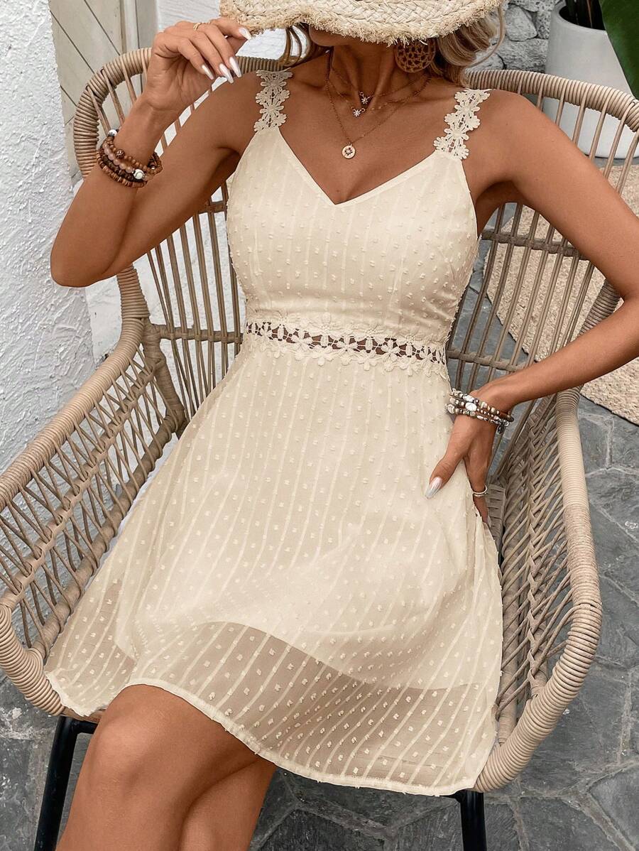 Vestido Cami em Jacquard com Decote nas Costas - La Lecce