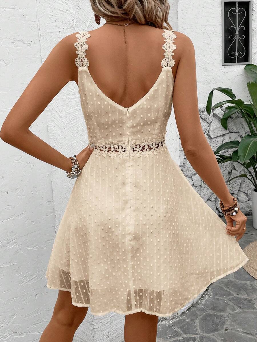 Vestido Cami em Jacquard com Decote nas Costas - La Lecce
