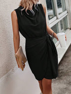 Vestido Casual de Cor Sólida com Amarração - La Lecce