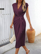 Vestido Longo com Cintura Torcida e Bainha Franzida - La Lecce