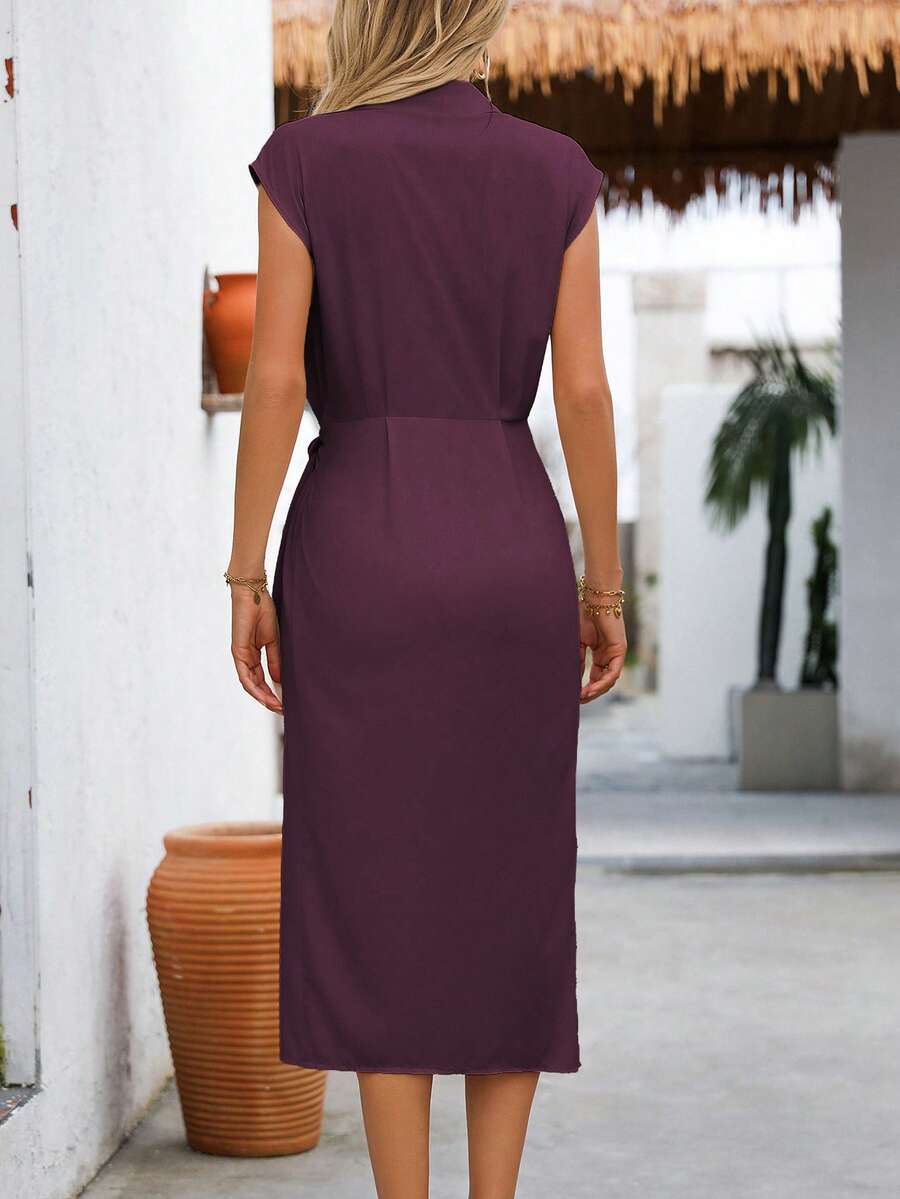Vestido Longo com Cintura Torcida e Bainha Franzida - La Lecce