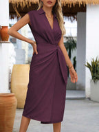 Vestido Longo com Cintura Torcida e Bainha Franzida - La Lecce