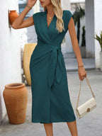 Vestido Longo com Cintura Torcida e Bainha Franzida - La Lecce
